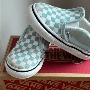 Vans Kids Classic SlipOn Blue Checker board
